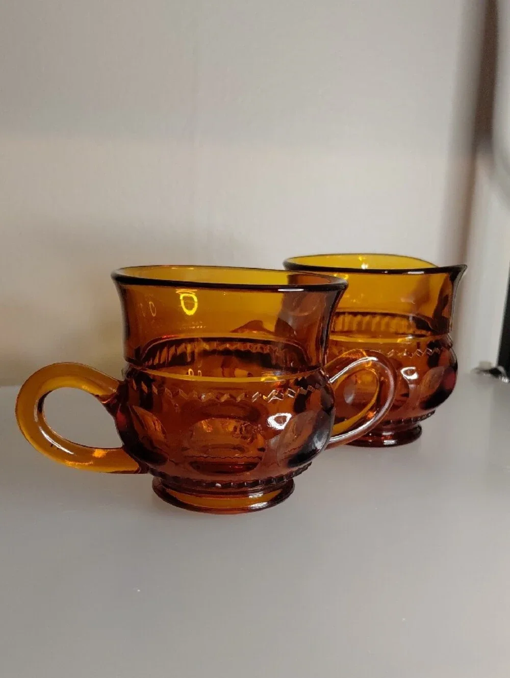 Amber Glass Creamer and Sugar Set - Vintage Style